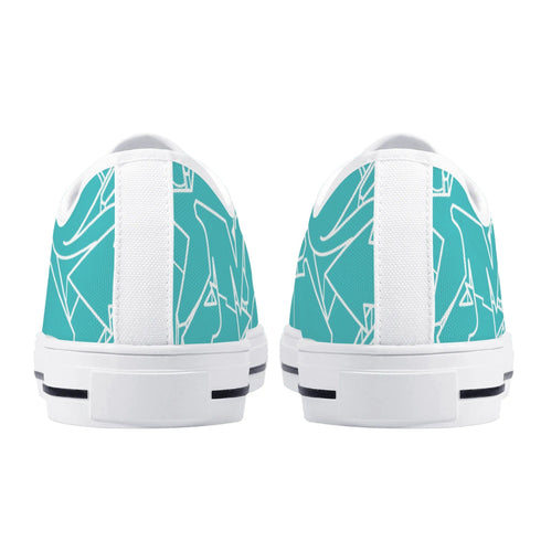 Axikronz 8T7 Canvas Low Top – Turquoise Mix Script | Hip - Hop Streetwear Shoes - Stykonz Graffiti Streetwear